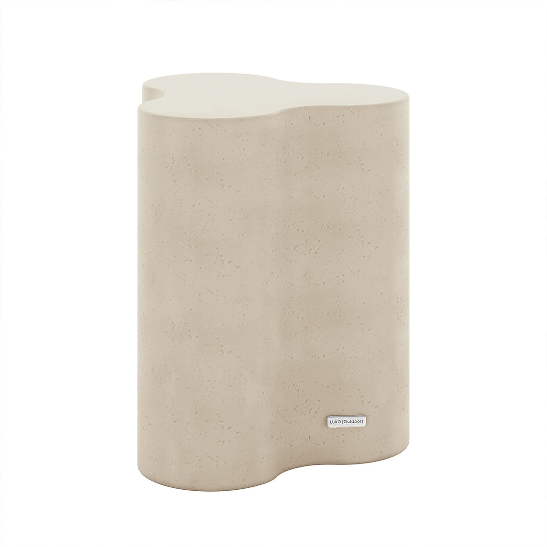 Side profile of Odalys Antique White Indoor Outdoor Concrete Side Table, minimalist wavy design