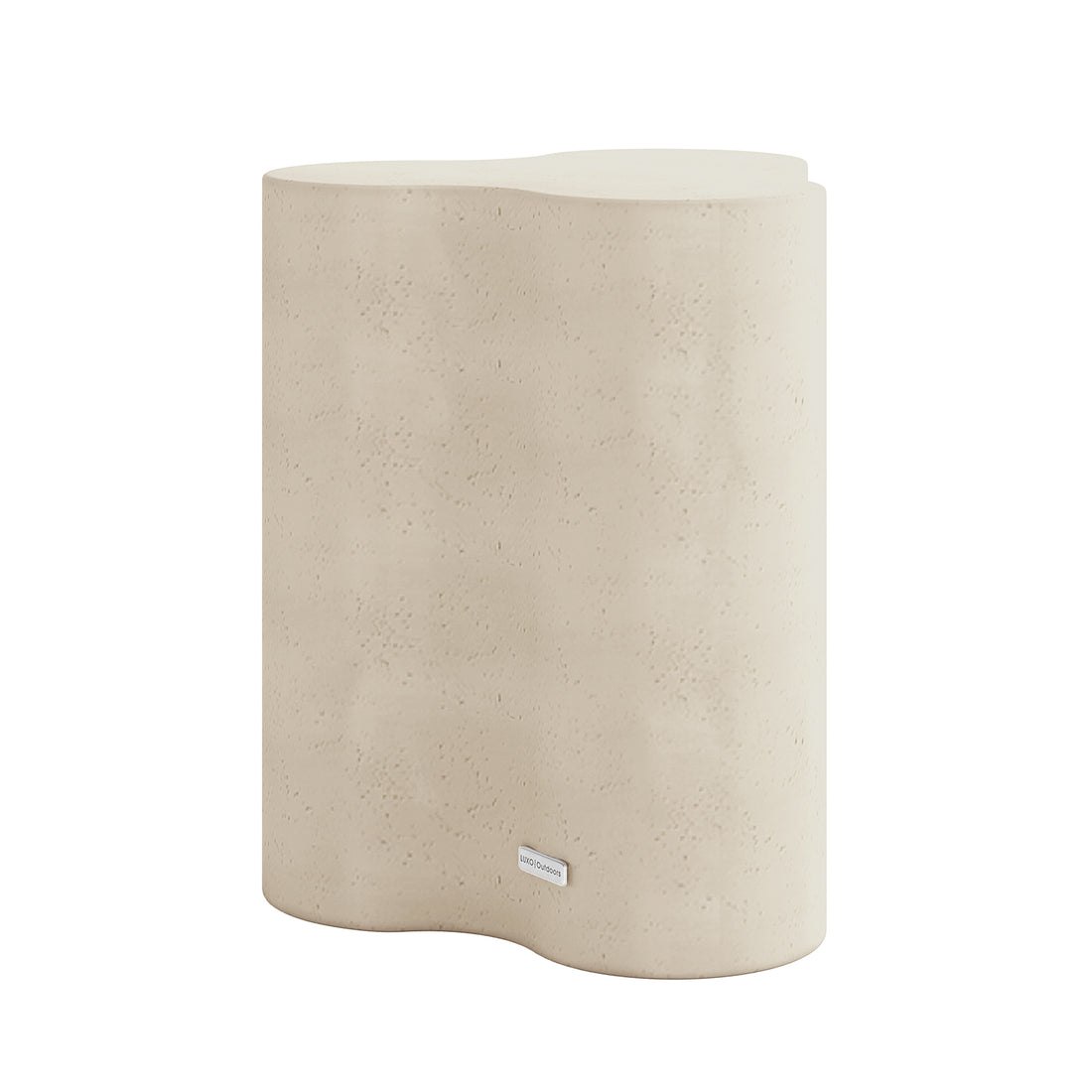 Side profile of Odalys Antique White Indoor Outdoor Concrete Side Table, minimalist wavy design