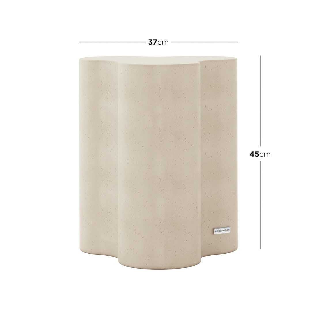 Dimensions of Odalys Antique White Indoor Outdoor Concrete Side Table: 37cm (W) x 37cm (D) x 45cm (H)