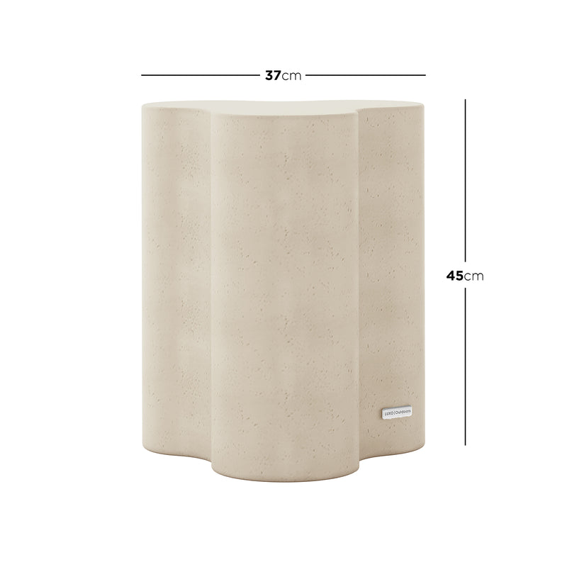 Dimensions of Odalys Antique White Indoor Outdoor Concrete Side Table: 37cm (W) x 37cm (D) x 45cm (H)