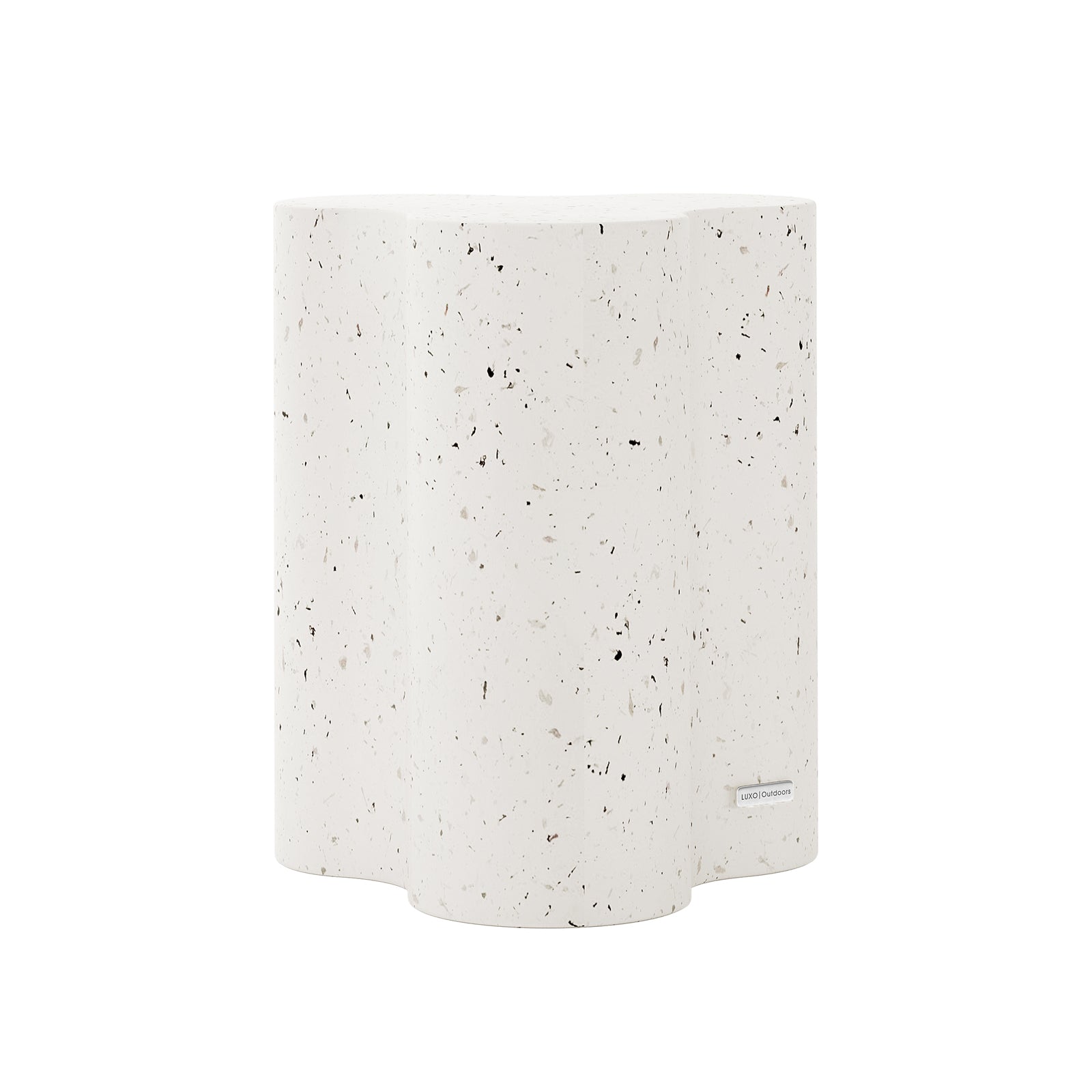Odalys Indoor Outdoor Concrete Side Table, front view,Terrazzo, contemporary design