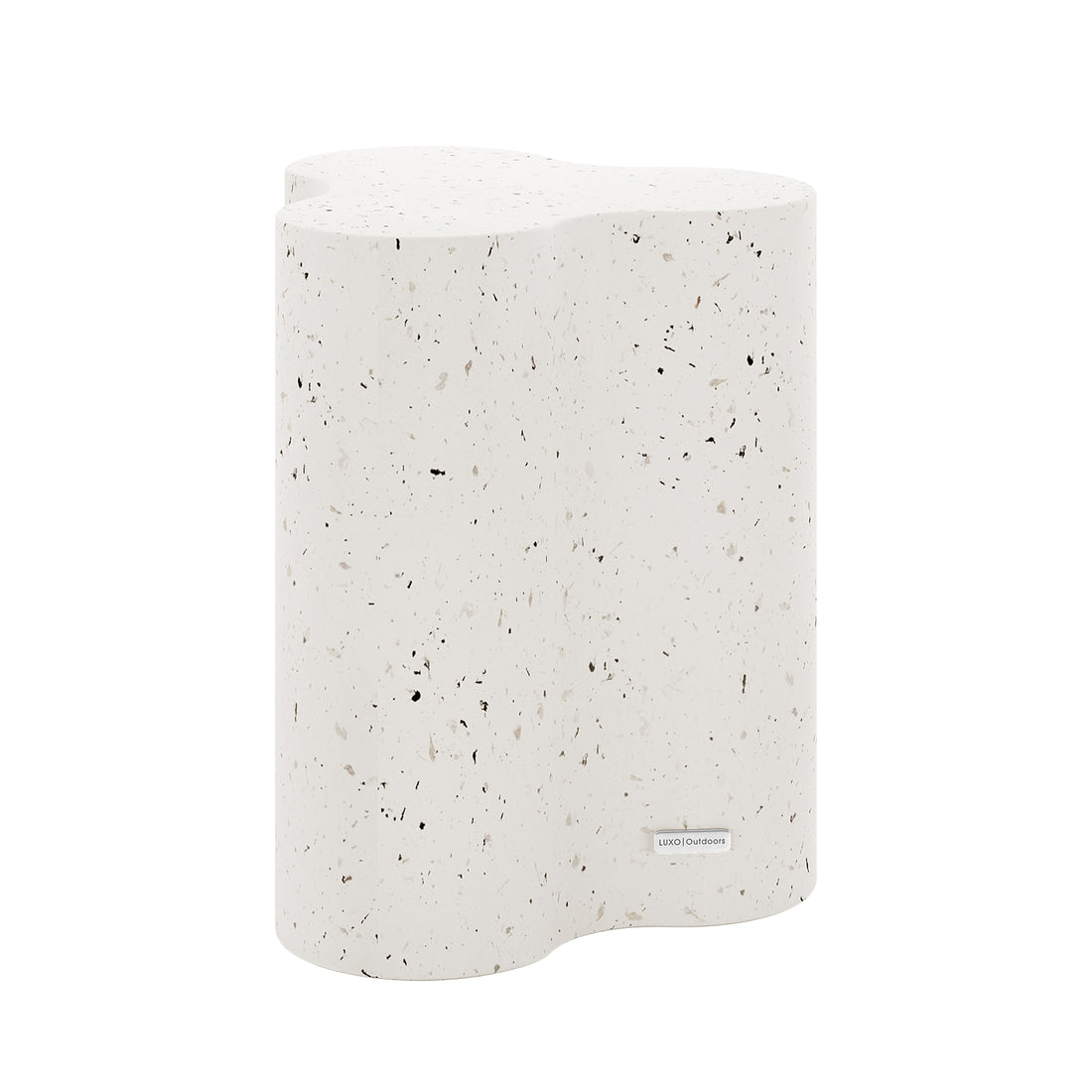 Side profile of Odalys Terrazzo Indoor Outdoor Concrete Side Table, minimalist wavy design