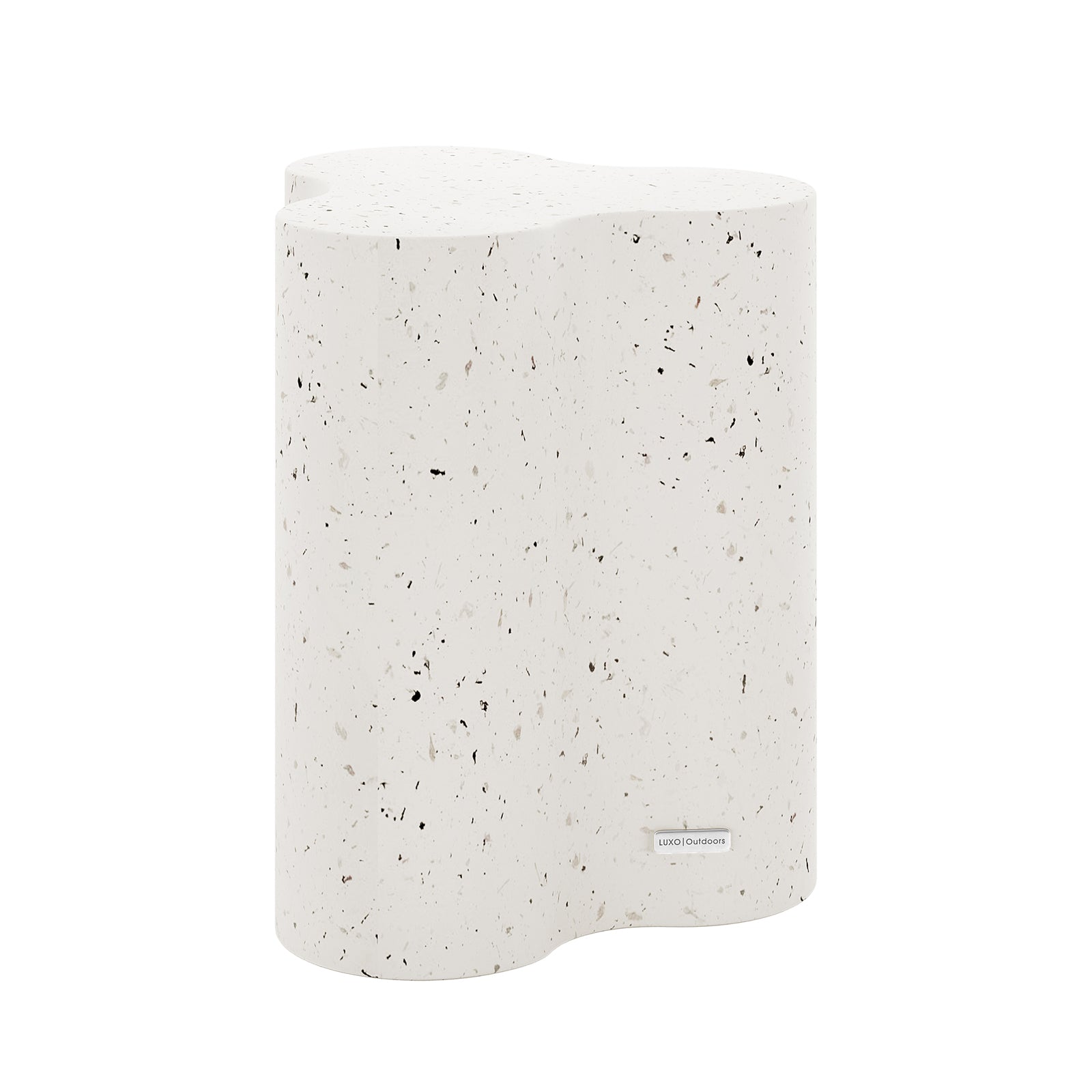 Side profile of Odalys Terrazzo Indoor Outdoor Concrete Side Table, minimalist wavy design