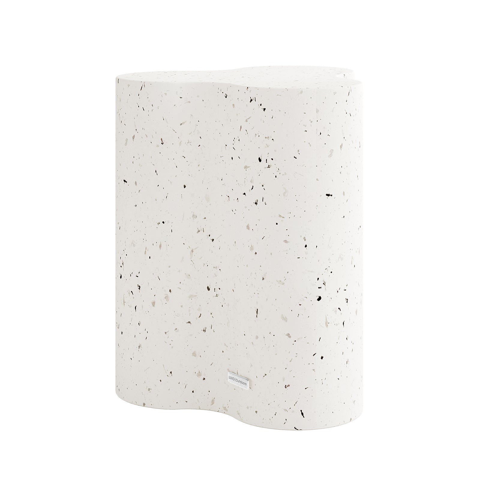 Side profile of Odalys Terrazzo Indoor Outdoor Concrete Side Table, minimalist wavy design