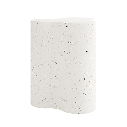 Side profile of Odalys Terrazzo Indoor Outdoor Concrete Side Table, minimalist wavy design