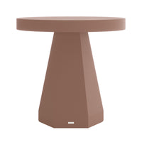 Orson 80cm Round Concrete Dining Table in Mocha Mousse with geometric pedestal base