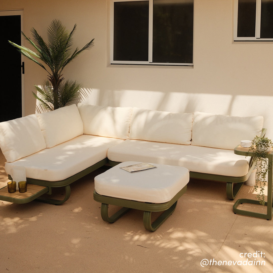 Paloma Modular Outdoor Lounge Set in Olive Green