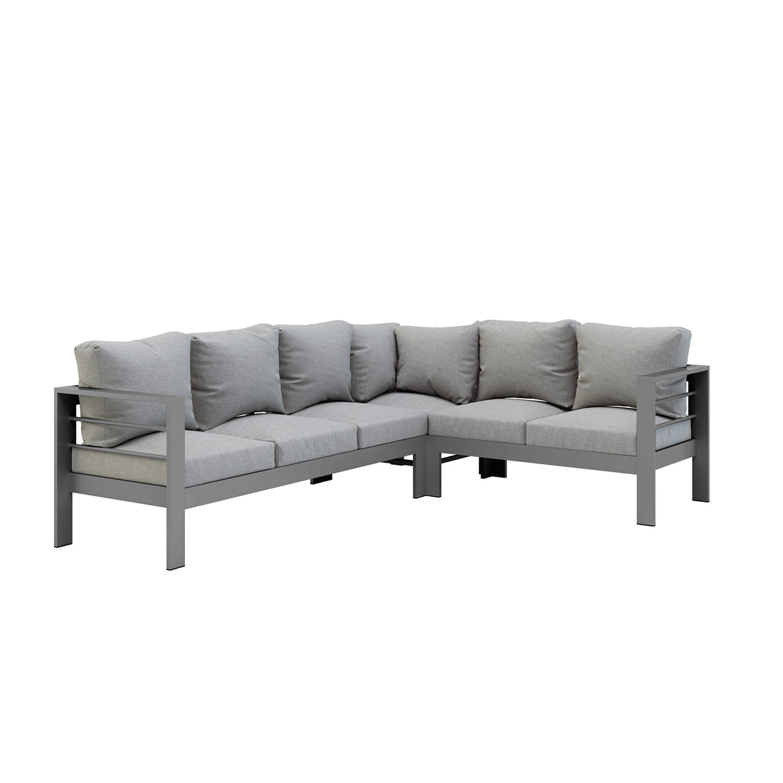 Portland Outdoor Corner Sofa Lounge with Footstools, showcasing its plush cushions and durable construction, ideal for stylish and comfortable backyard seating.