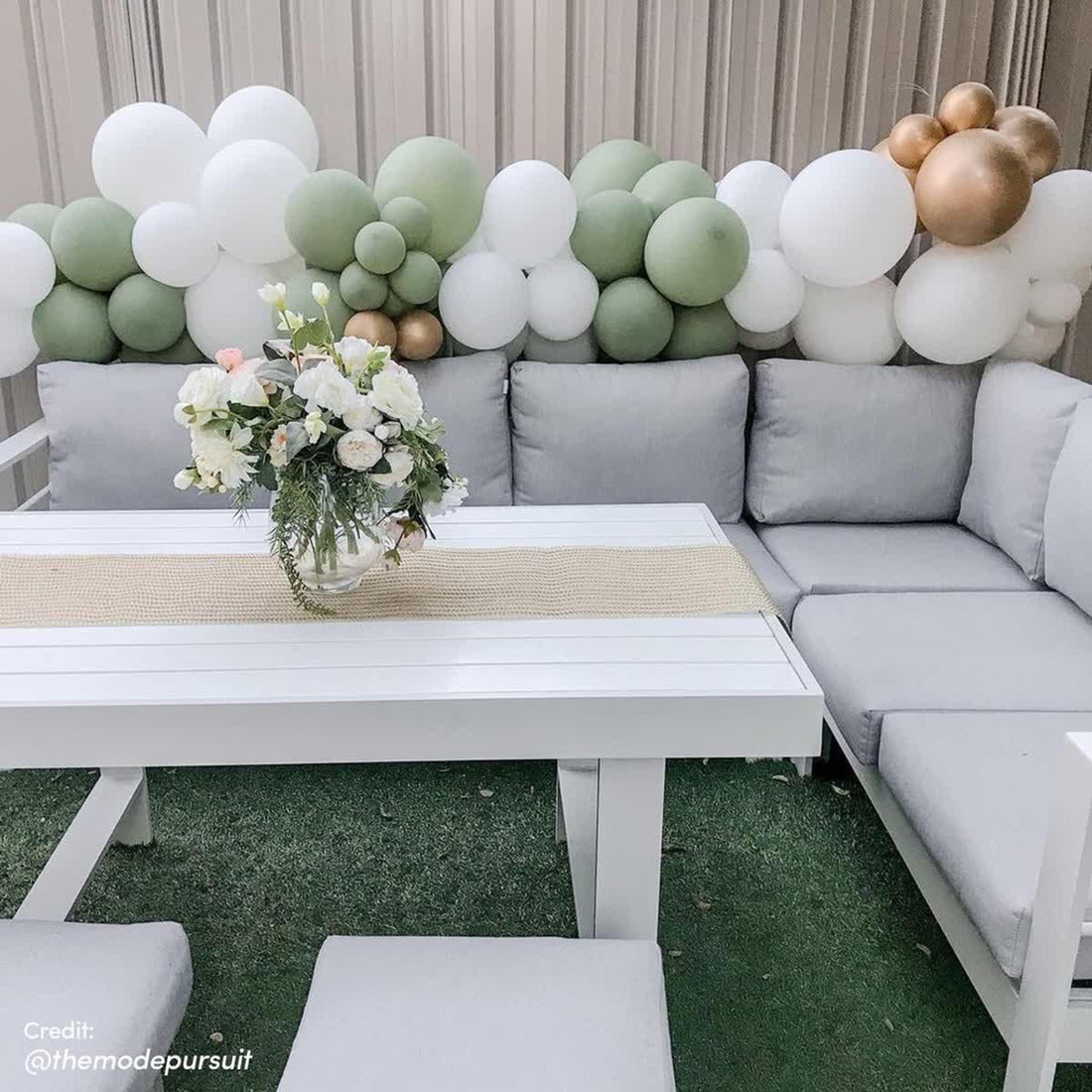 Portland Outdoor Corner Sofa Lounge with Footstools features a sleek, durable design with comfortable, thick cushions and a sturdy coffee table, ideal for enhancing any outdoor entertainment space.