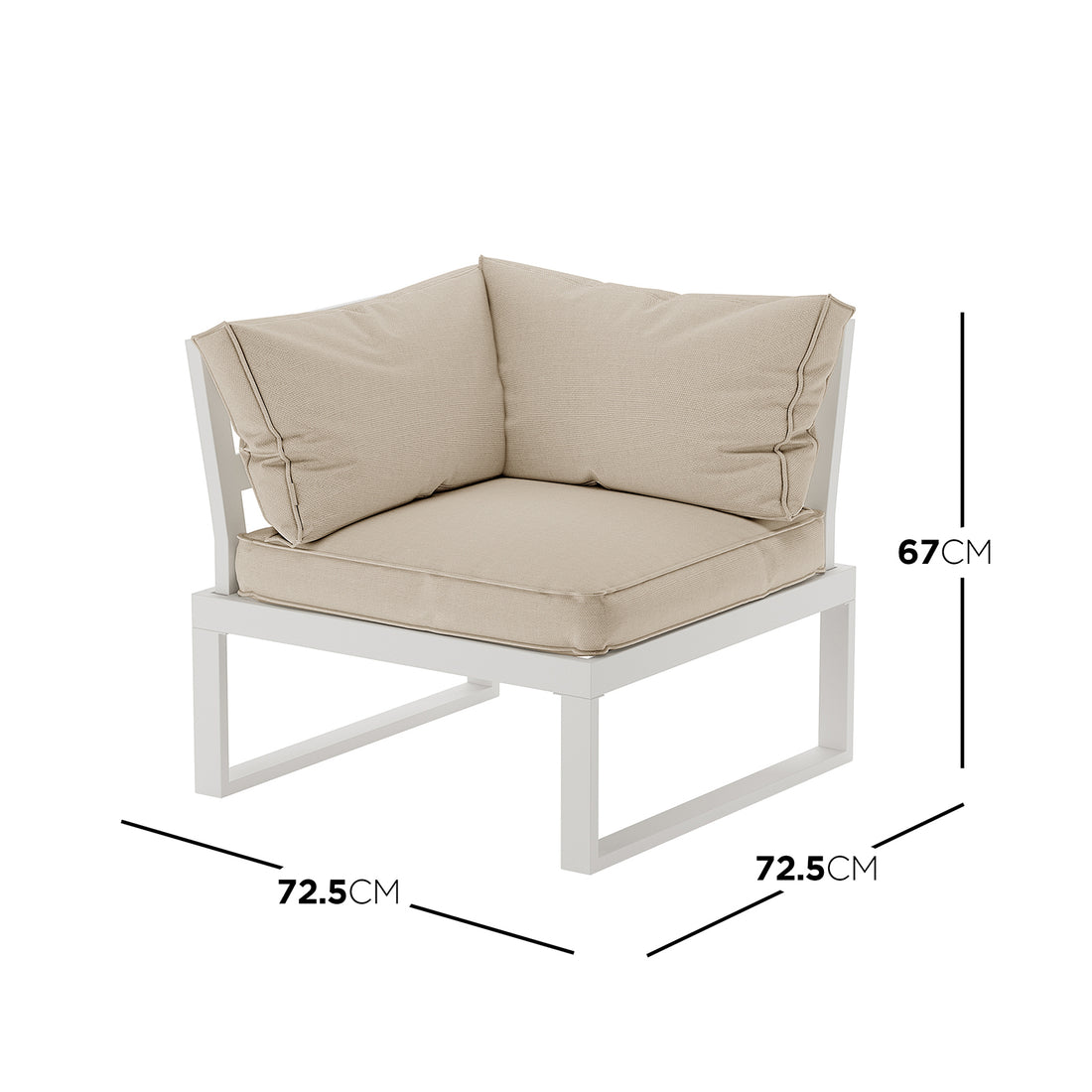 Close-up of the Rosa 5 Seater Outdoor Corner Sofa Lounge with Coffee Table, highlighting the sleek armrest and cushion details, showcasing its modern design and outdoor functionality.