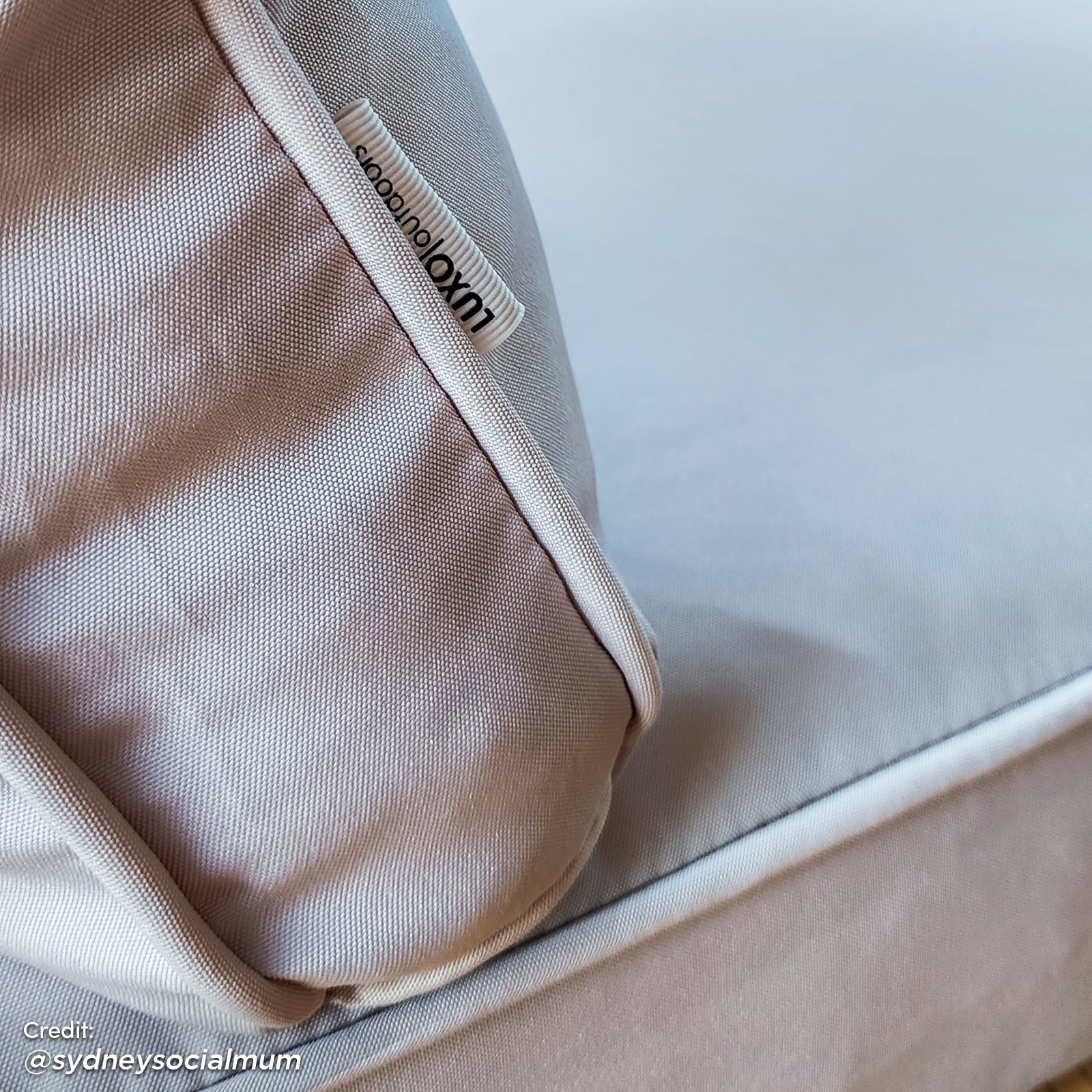 Close-up of the Rosa 5 Seater Outdoor Corner Sofa Lounge with Coffee Table, highlighting plush cushions and durable fabric, ideal for enhancing outdoor spaces with its stylish, weather-resistant design.