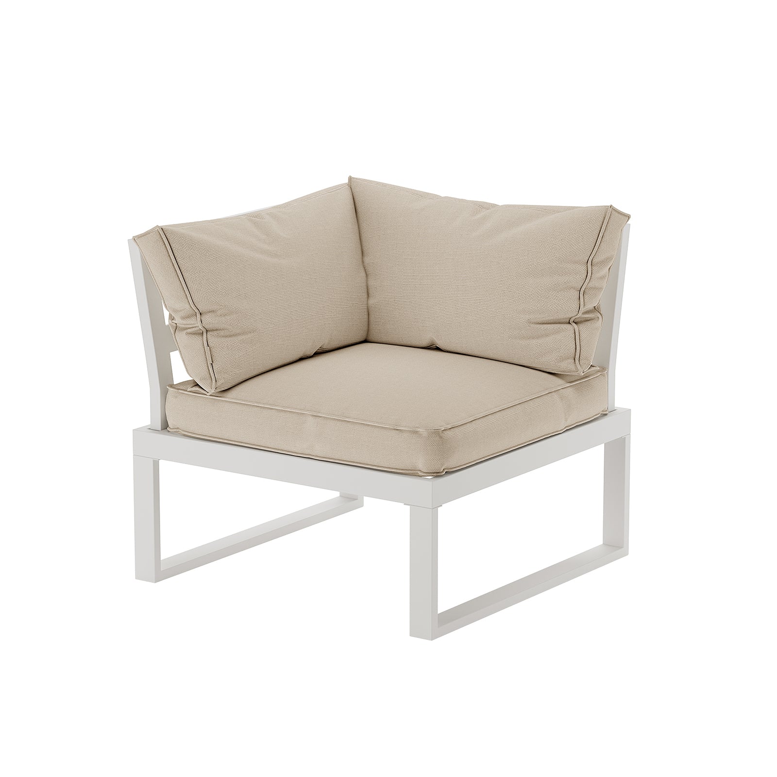 Close-up of the Rosa 5 Seater Outdoor Corner Sofa Lounge with Coffee Table, highlighting the plush cushions and modern design, ideal for enhancing any patio or outdoor area with comfort and style.