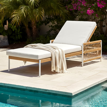 Sibutu Wicker Outdoor Sun Lounger in Light Beige
