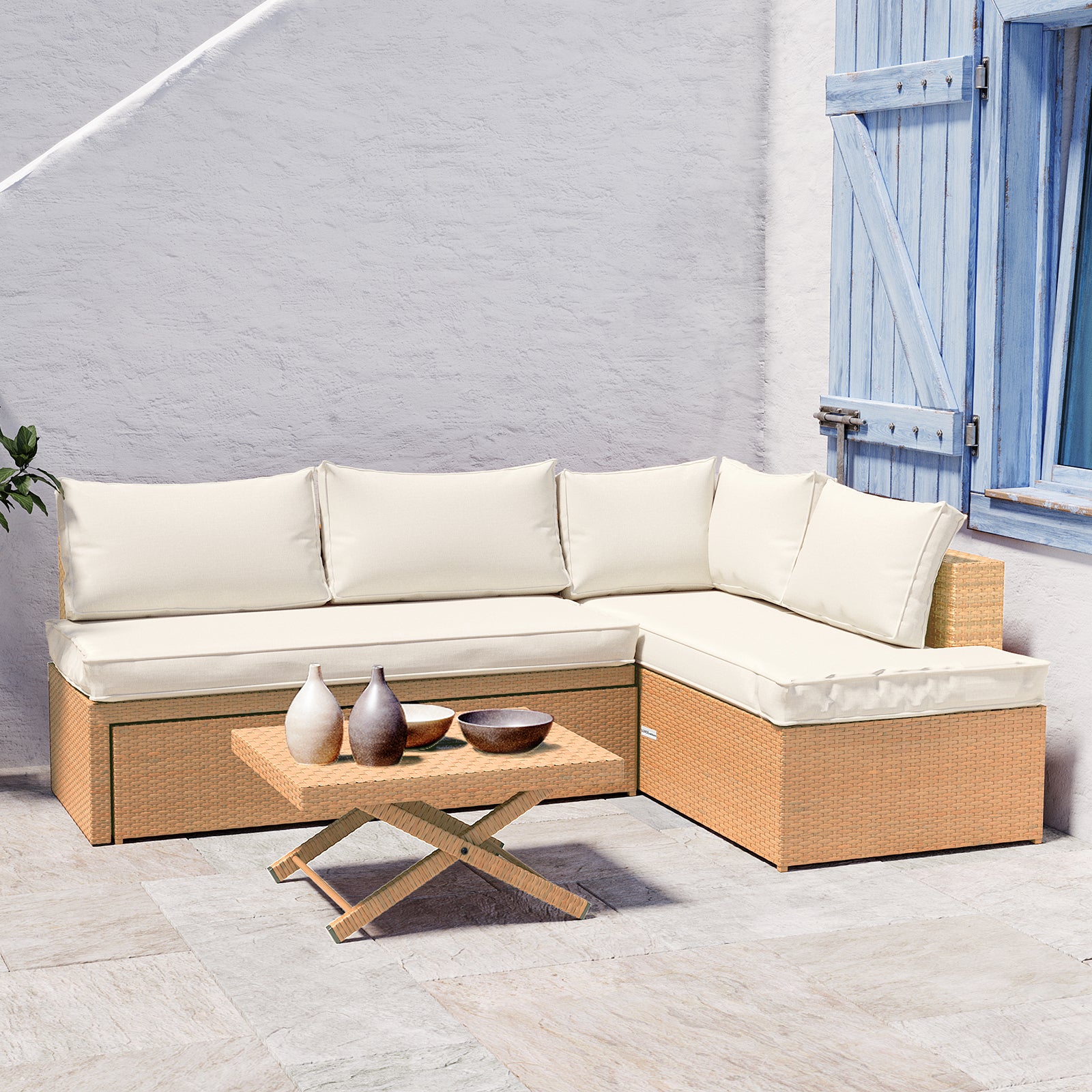 Tybee Seater Rattan Outdoor Sofa Set in Cream White – Luxo Living