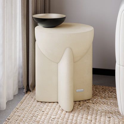 Valencia Concrete Side Table in a modern living room setting, perfect for indoor or outdoor use - Lifestyle