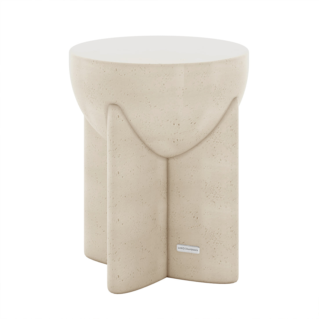 Angled view of Antique White Valencia Indoor Outdoor Concrete Side Table, highlighting textured finish