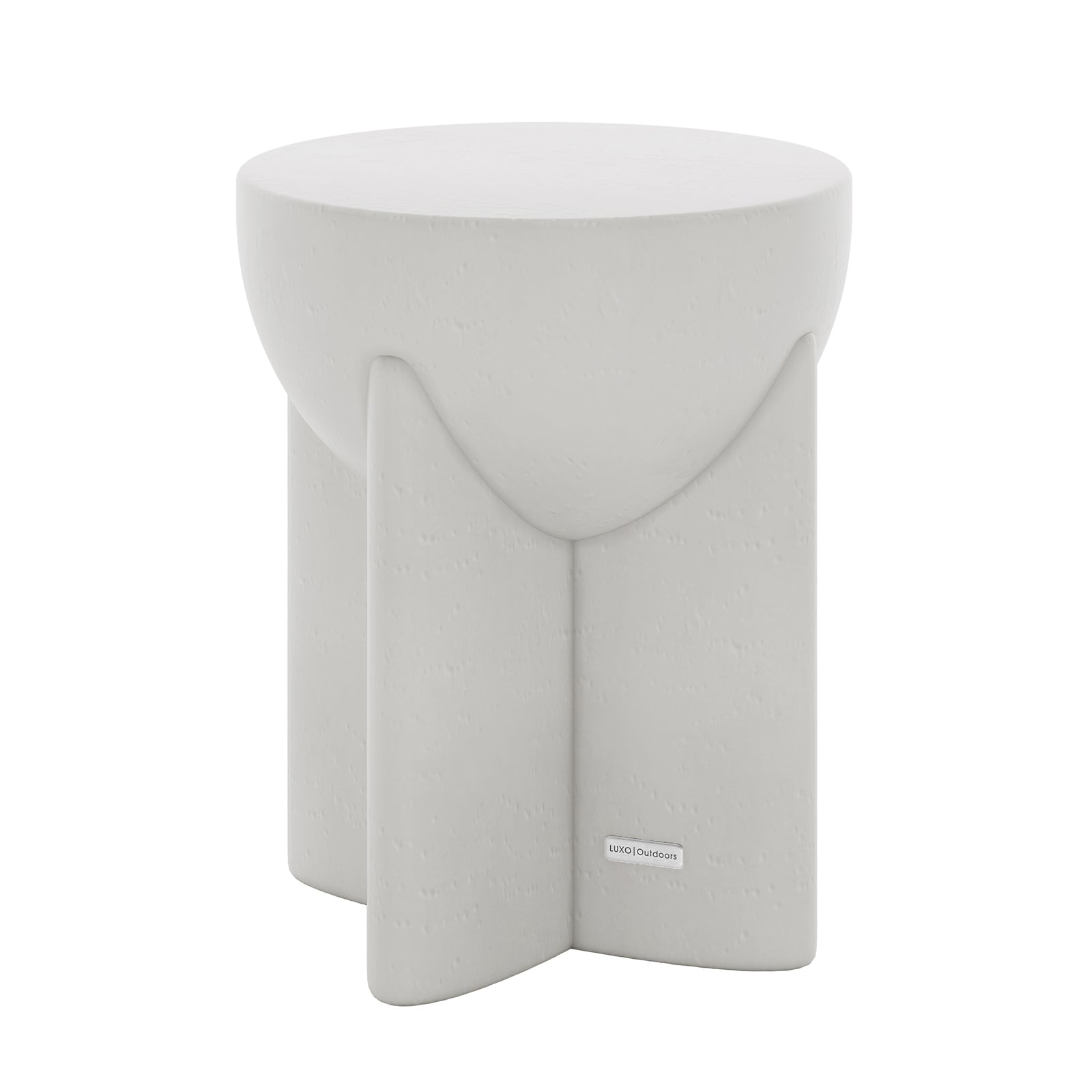 Angled view of White Valencia Indoor Outdoor Concrete Side Table, highlighting textured finish