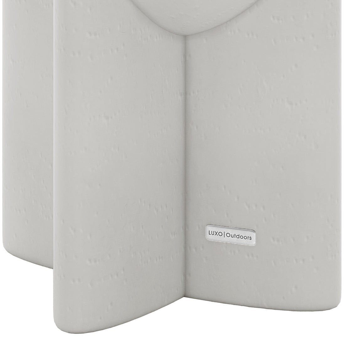 Valencia concrete side table, side view showcasing textured White surface and sturdy base