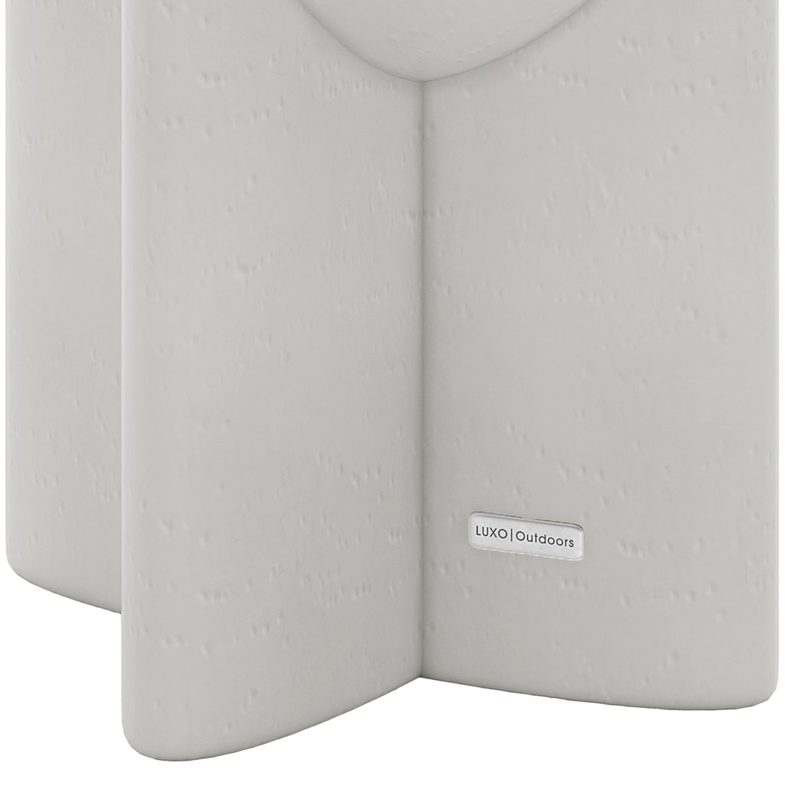 Valencia concrete side table, side view showcasing textured White surface and sturdy base