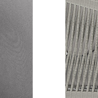 Vernon 6 Seater Aluminium Wicker Outdoor Dining Set Grey, showcasing a close-up view of its abstract grey wicker pattern, highlighting the set's modern design and durable construction.