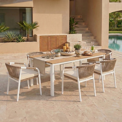 Vernon 6 Seater Wicker Outdoor Dining Set in Natural