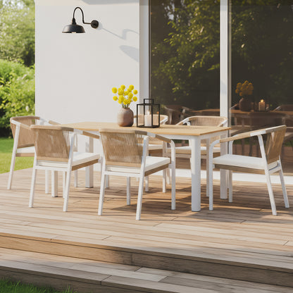 Vernon 6 Seater Wicker Outdoor Dining Set in Natural