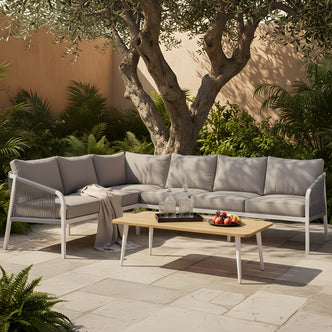 Vernon 6 Seater Rattan Outdoor Lounge Set in Grey