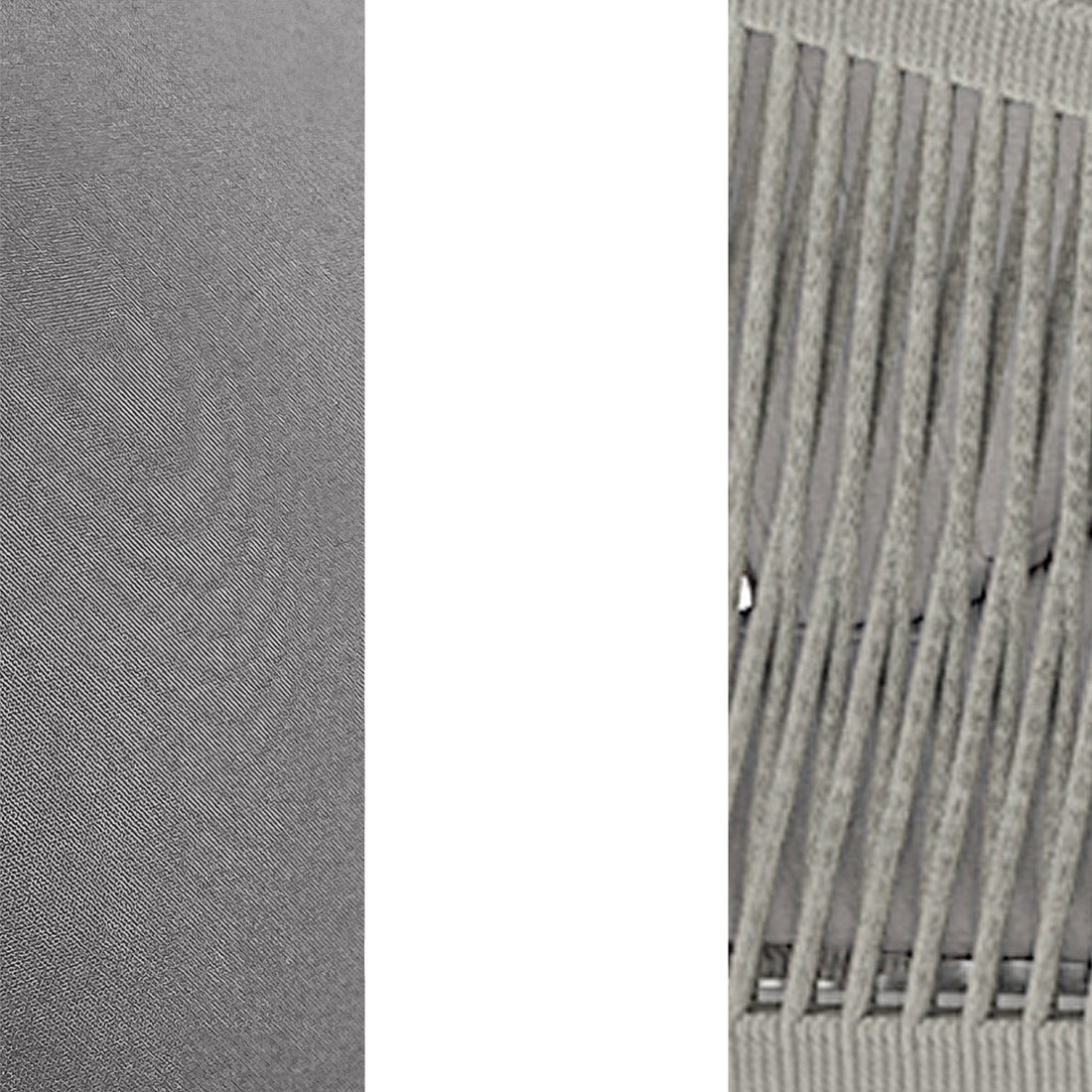 Close-up of the Vernon 5 Seater Aluminium Outdoor Sofa Set in Grey, showcasing a fine textured fabric alongside sleek vertical slats, highlighting its premium design and durable craftsmanship.