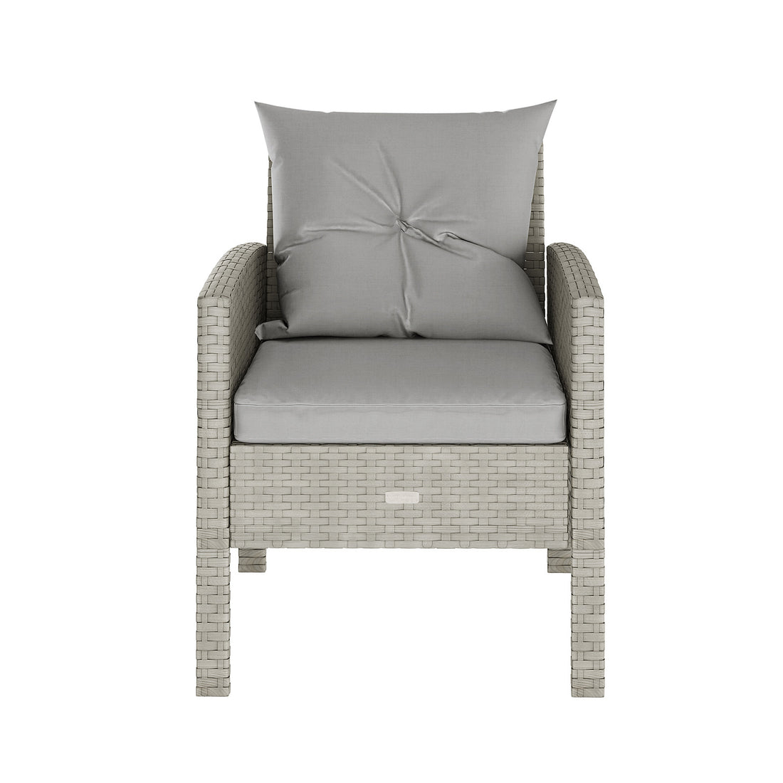 Vero 7 Seater Wicker Outdoor Sofa Dining Set featuring cushions and armrests, showcasing the sofa's wicker texture and futon pad, ideal for outdoor relaxation and dining.