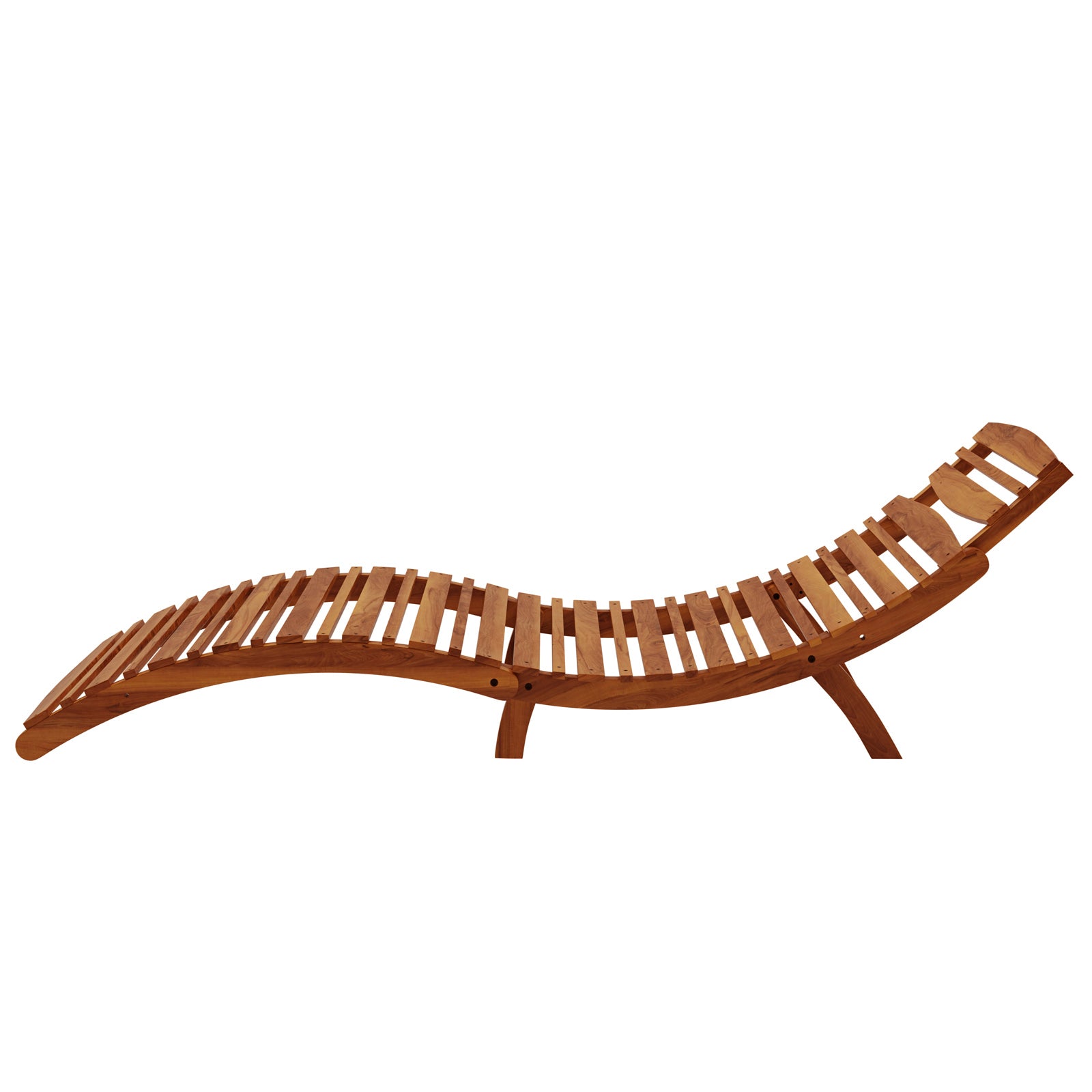 Wave Timber Outdoor Foldable Sun Lounge, showcasing its ergonomic wave design with smooth curved edges and a sturdy eucalyptus wood frame, emphasizing its foldability and outdoor suitability.