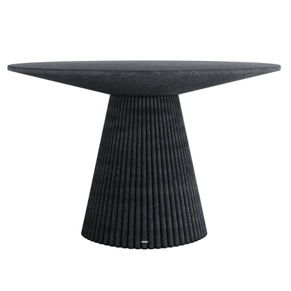 Xander 120cm Fluted Outdoor Concrete Dining Table Grey Marble