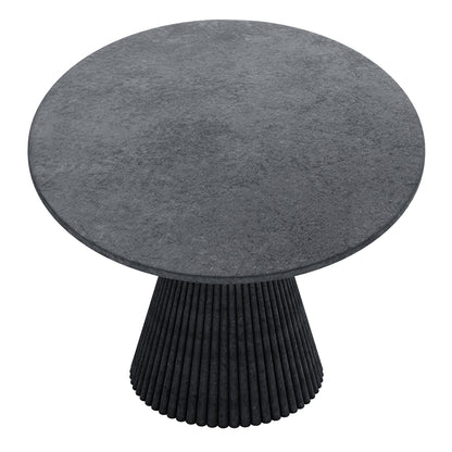 Xander 120cm Fluted Outdoor Concrete Dining Table Grey Marble