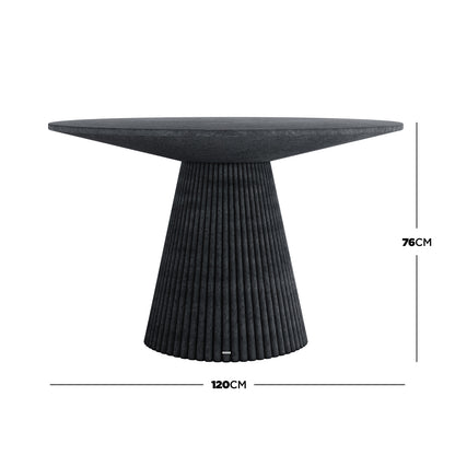 Xander 120cm Fluted Outdoor Concrete Dining Table Grey Marble