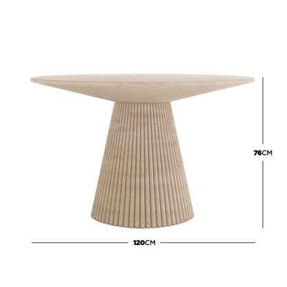 Xander 120cm Fluted Outdoor Concrete Dining Table in Ivory