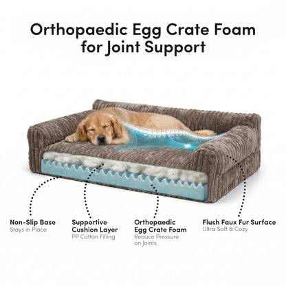 Barnaby Large Orthopaedic Corduroy Dog Bed in Brown