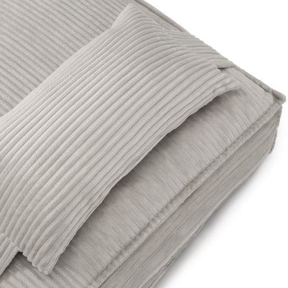 Dax Medium Corduroy Dog Bed – Grey Soft Support features textured corduroy fabric, plush filling, and bolstered edges, offering a cozy and stylish resting spot for pets.