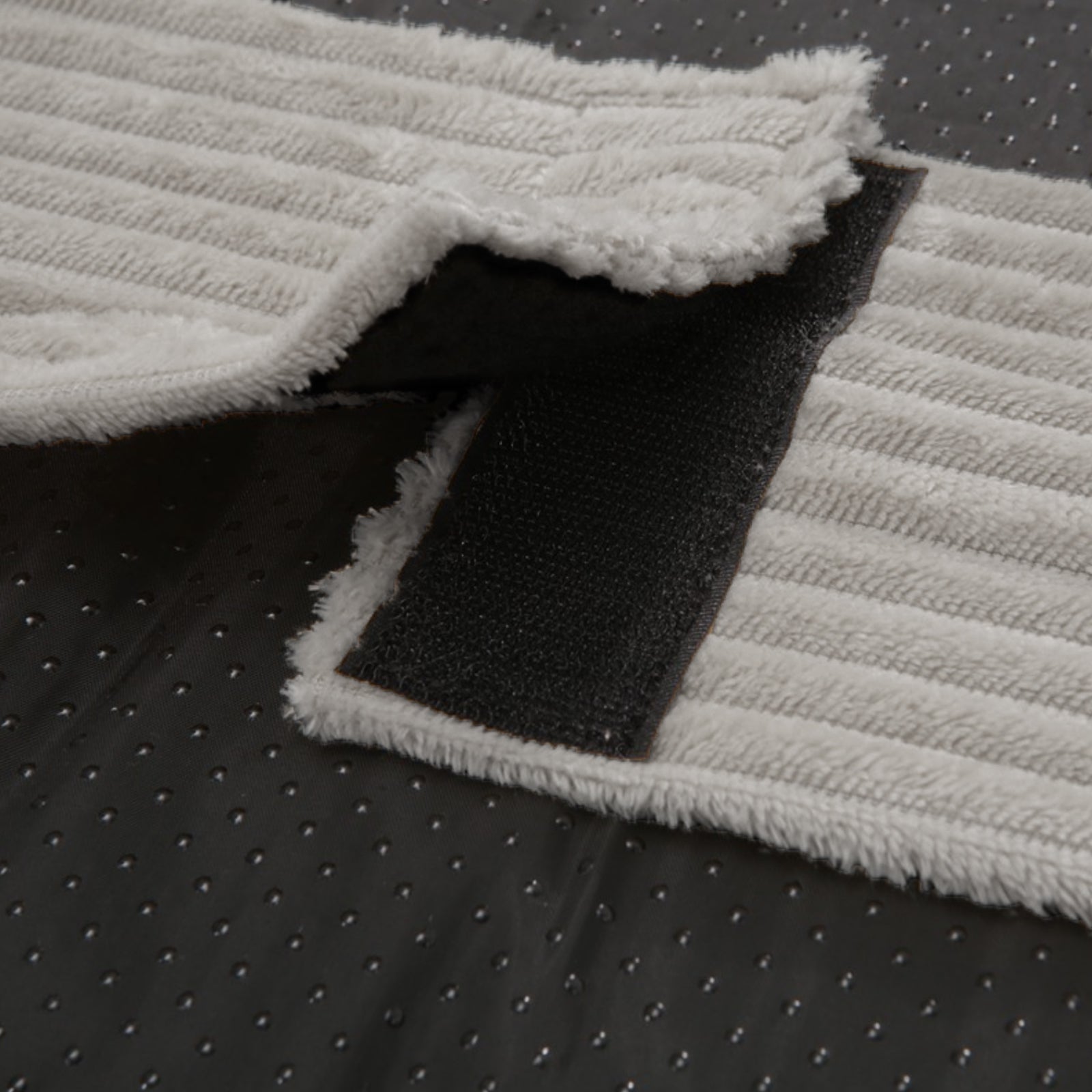 Dax Medium Corduroy Dog Bed – Grey Soft Support; close-up of textured corduroy fabric with bolstered edges, showcasing premium stitching and pattern, designed for pet comfort and durability.