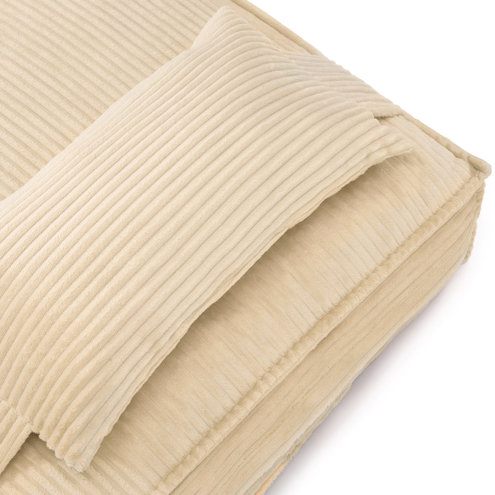 Close-up of the Dax Extra Large Corduroy Dog Bed, showcasing its plush, supportive bolstered edges and soft corduroy fabric, designed for comfort and durability for large breeds.