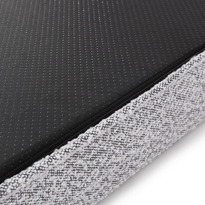 Close-up of the Tyro Luxe Small Orthopedic Pet Bed – Black & White, showcasing its textured boucle fabric and supportive orthopedic memory foam, designed for comfort and modern style. Ideal for small pets.
