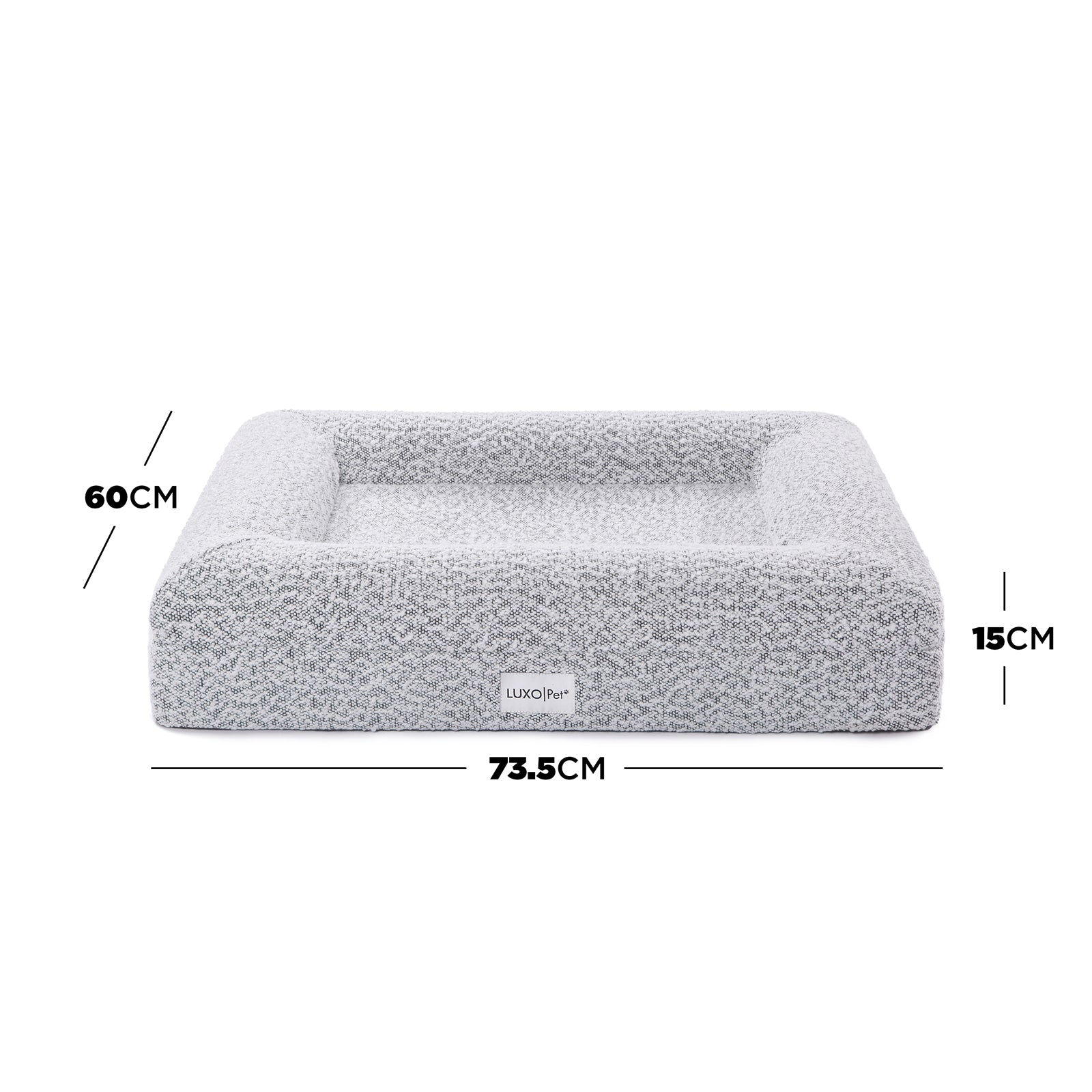 Tyro Luxe Small Orthopedic Pet Bed – Black & White featuring a soft boucle surface and supportive memory foam base, ideal for small pets.