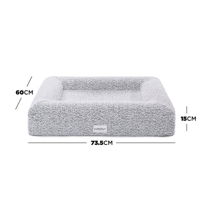 Tyro Luxe Small Orthopedic Pet Bed – Black & White featuring a soft boucle surface and supportive memory foam base, ideal for small pets.