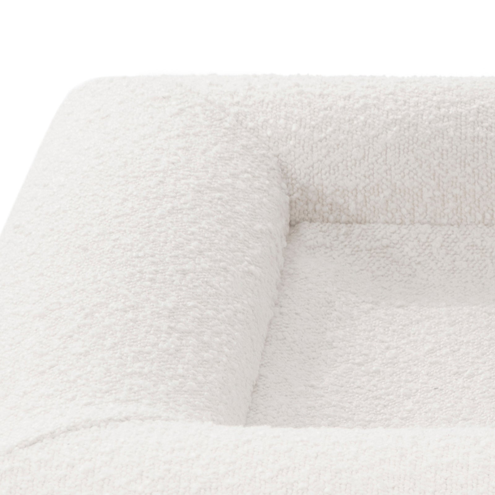 Close-up of the Tyro Luxe Small Orthopedic Pet Bed, showcasing its plush texture and firm, supportive design, ideal for small pets. The Light Beige boucle cover is visible, emphasizing its modern, stylish appearance.