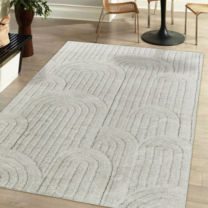 Aetherine Soft Contemporary Rug 160x230cm displayed with its plush 12mm pile and modern printed design, showcased on a floor setting, illustrating its versatile use and anti-slip backing.