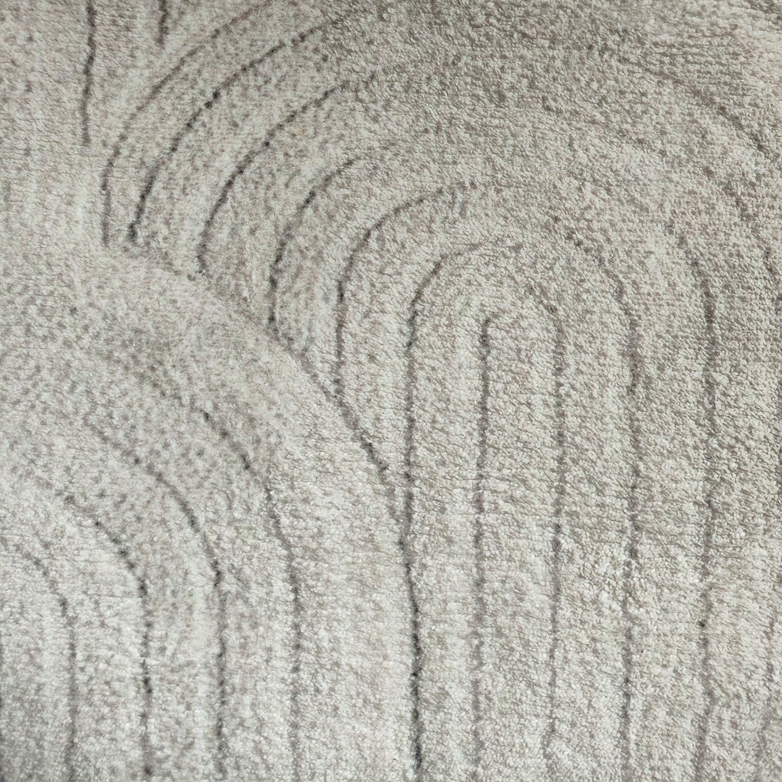 Aetherine Soft Contemporary Rug 200x300cm close-up showing the intricate, modern print and plush 12mm pile, highlighting its soft texture and durable polyester material with anti-slip backing.