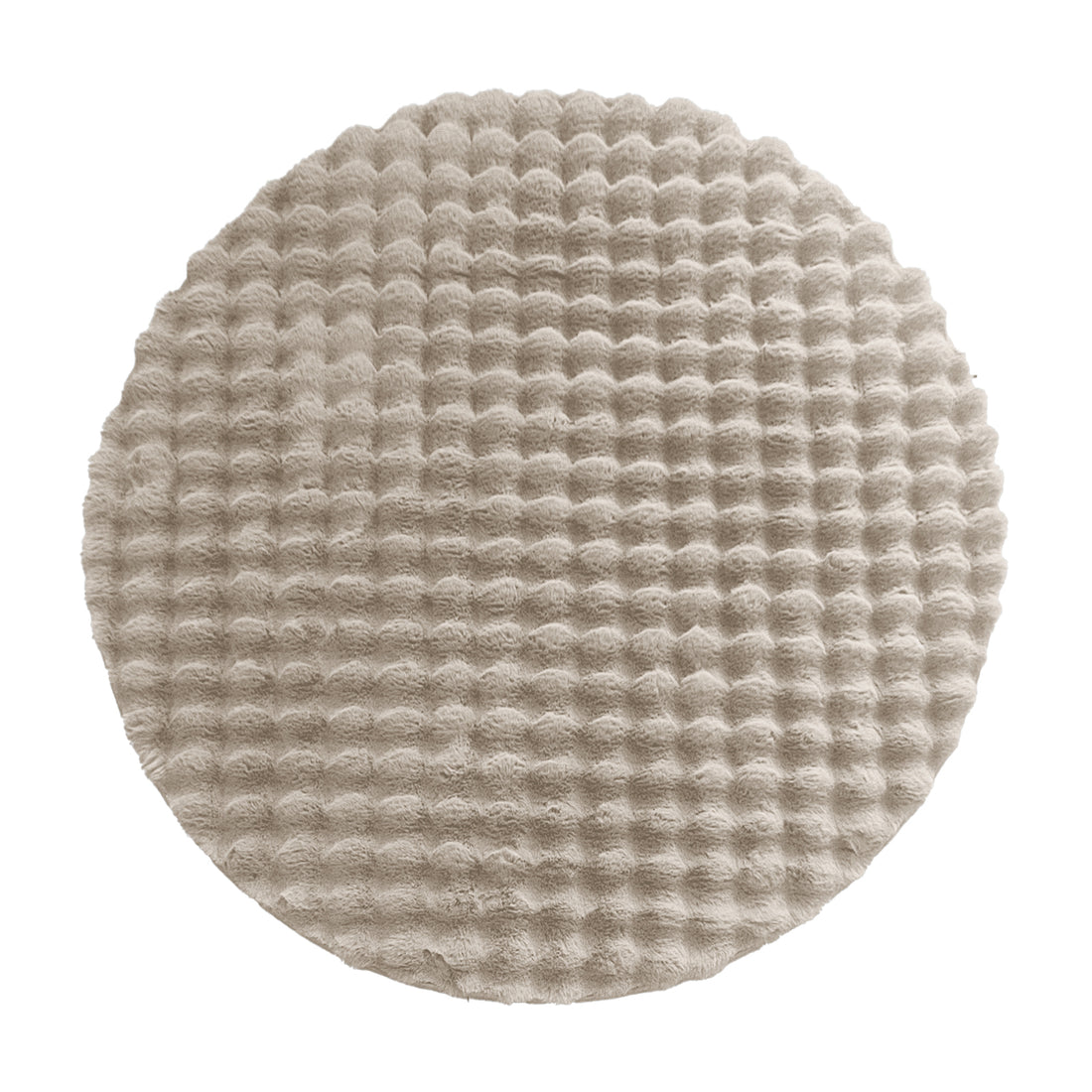 Armida 160cm Round Fluffy Faux Fur Bubble Rug in Beige, featuring a plush, waffle-style texture, ideal as a soft accent rug or bath mat, enhancing comfort and style in your space.