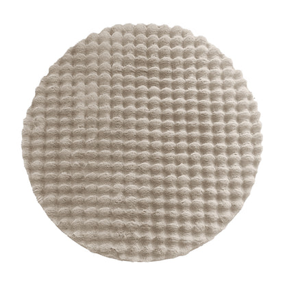 Armida 160cm Round Fluffy Faux Fur Bubble Rug in Beige, featuring a plush, waffle-style texture, ideal as a soft accent rug or bath mat, enhancing comfort and style in your space.