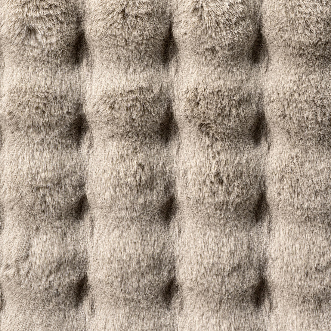 Close-up of the Armida 160cm Round Fluffy Faux Fur Bubble Rug in Beige, showcasing its tufted, soft fur-like texture and luxurious 3D bubble design, ideal for adding comfort and style to any room.