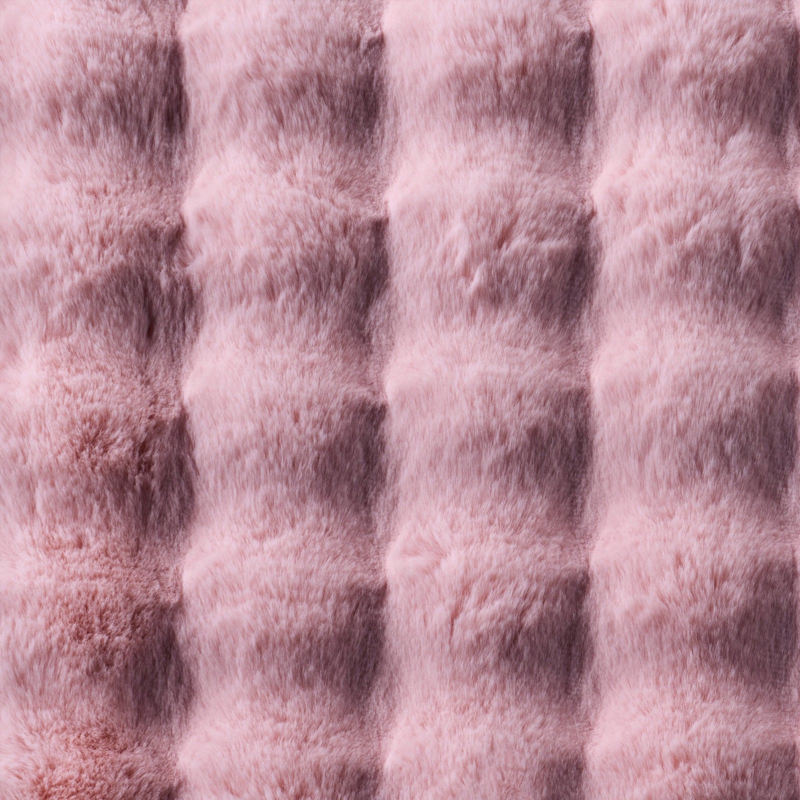 Armida 160cm Round Fluffy Faux Fur Bubble Rug in Dusty Pink, featuring a plush, tufted pattern of raised rectangular pillows, offering a cosy, luxurious, and textured appearance.