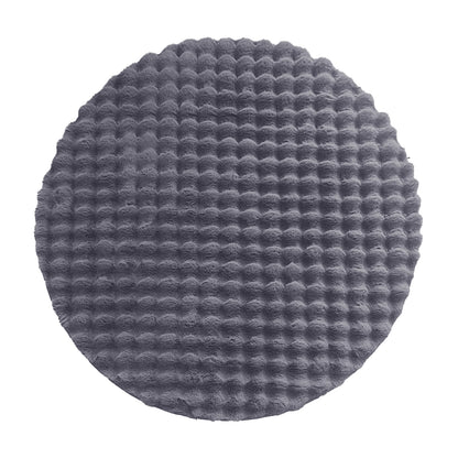 Armida 160cm Round Fluffy Faux Fur Bubble Rug in Grey, showcasing a plush, waffle-textured surface, ideal as a cozy accent piece with a luxurious, soft feel and non-slip backing.