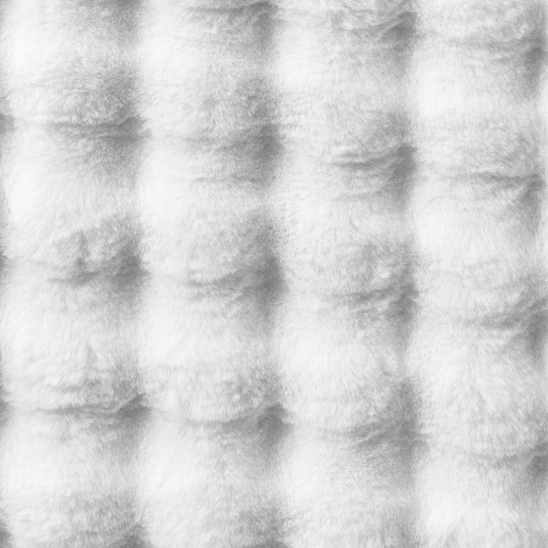 Close-up of the Armida 160cm Round Fluffy Faux Fur Bubble Rug in White, showcasing its dense, tufted, faux-fur texture with soft, clustered waves, highlighting luxurious, plush comfort.